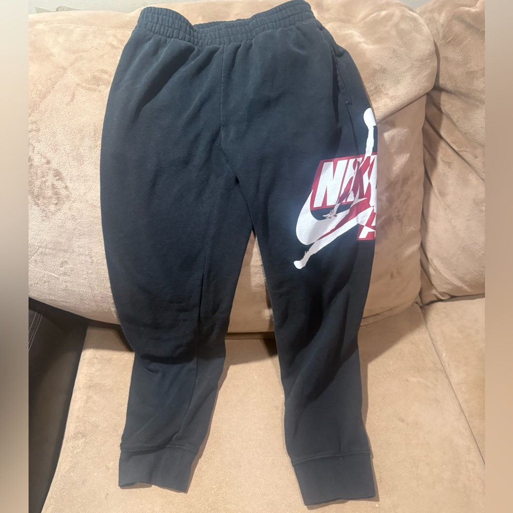 Jordan Nike Air Boys Youth Joggers Sweatpants Black Size M (10-12